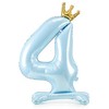 PartyDeco Pastatomas žydras balionas Skaičius su karūna, 84cm, Skaičius: 4
