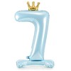 PartyDeco Pastatomas žydras balionas Skaičius su karūna, 84cm, Skaičius: 7