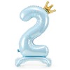 PartyDeco Pastatomas žydras balionas Skaičius su karūna, 84cm, Skaičius: 2