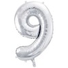 PartyDeco Sidabrinis balionas Skaičius, 86cm, Skaičius: 9