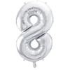 PartyDeco Sidabrinis balionas Skaičius, 86cm, Skaičius: 8