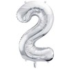 PartyDeco Sidabrinis balionas Skaičius, 86cm, Skaičius: 2