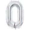 PartyDeco Sidabrinis balionas Skaičius, 86cm, Skaičius: 0