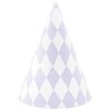 PartyDeco Šventinės kepurėlės "Pasteliniai kvadratukai" 6vnt
