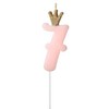 PartyDeco Žvakutė Skaičius su karūna, rausva 9,5cm, Skaičius: 7
