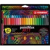 Ecost prekė po grąžinimo Nylon Tip Writing Pen - STABILO pointMax ARTY - Wallet of 42 - Assorted Col (Atnaujinta)