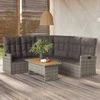Lauko baldų komplektas Atlošiama kampinė sofa su pagalvėlėmis, pilka, poliratanas