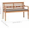 Batavia suoliukas su tamsiai pilka pagalve, 120cm, tikmedis