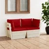 Lauko baldų komplektas Dvivietė sodo sofa iš palečių su pagalvėlėmis, eglės mediena