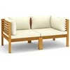 Dvivietė sodo sofa su kreminėmis pagalvėlėmis, akacijos masyvas