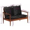 Dvivietė sofa, juodos spalvos, tikra oda ir akacijos masyvas