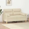Dvivietė sofa su pagalvėlėmis, kreminės spalvos, 120cm, audinys