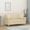Dvivietė sofa su pagalvėlėmis, kreminės spalvos, 120cm, audinys