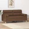 Dvivietė sofa su pagalvėlėmis, rudos spalvos, 140cm, audinys