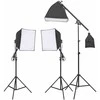 Fotostudijos rinkinys su šviestuvais, fonu ir reflektoriumi