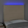 Galvūgalis su LED, kreminės spalvos, 90x5x118/128cm, audinys