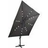 Gembinis skėtis su stulpu ir LED lemputėmis, antracito, 300cm
