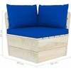 Kampinė sodo sofa iš palečių su pagalvėlėmis, impregnuota eglė