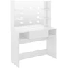 Kosmetinis staliukas su LED, blizgus baltas, 100x40x135cm, MDF