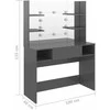 Kosmetinis staliukas su LED, blizgus pilkas, 100x40x135cm, MDF