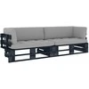 Lauko baldų komplektas Dvivietė sofa iš palečių su pagalvėlėmis, impregnuota pušis