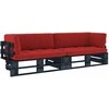 Lauko baldų komplektas Dvivietė sofa iš palečių su pagalvėlėmis, impregnuota pušis