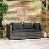 Lauko baldų komplektas Dvivietė sofa su pagalvėlėmis, pilkos spalvos, poliratanas