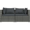Lauko baldų komplektas Dvivietė sofa su pagalvėlėmis, pilkos spalvos, poliratanas