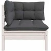 Kampinė sodo sofa su pagalvėlėmis, balta, pušies masyvas