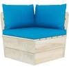 Kampinė sodo sofa iš palečių su pagalvėlėmis, impregnuota eglė