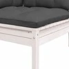 Kampinė sodo sofa su pagalvėlėmis, balta, pušies masyvas
