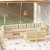 Lauko baldų komplektas Sodo komplektas su pagalvėlėmis, 10 dalių, pušies masyvas
