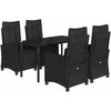 Lauko baldų komplektas Sodo komplektas su pagalvėlėmis, 5 dalių, juodas, poliratanas