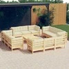 Lauko baldų komplektas Sodo komplektas su kreminėmis pagalvėlėmis, 13 dalių, pušis