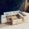 Lauko baldų komplektas Sodo komplektas su kreminėmis pagalvėlėmis, 13 dalių, pušis