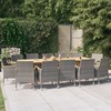 Lauko baldų komplektas Sodo valgomojo komplektas su pagalvėlėmis, 13 dalių, pilkas