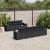 Sofa Sofos komplektas su pagalvėlėmis, 8 dalių, juodas, poliratanas