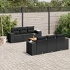 Sofa Sofos komplektas su pagalvėlėmis, 7 dalių, juodas, poliratanas