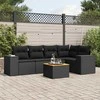 Sofa Sofos komplektas su pagalvėlėmis, 6 dalių, juodas, poliratanas