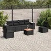 Sofa Sofos komplektas su pagalvėlėmis, 7 dalių, juodas, poliratanas