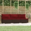 Lauko baldų komplektas Trivietė sofa su pagalvėlėmis, rudos spalvos, poliratanas
