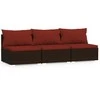 Lauko baldų komplektas Trivietė sofa su pagalvėlėmis, rudos spalvos, poliratanas