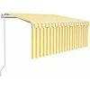 Markizė su uždanga/LED/vėjo jutikliu, geltona/balta, 3,5x2,5m