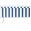 Markizė su uždanga/LED/vėjo jutikliu, mėlyna/balta, 3x2,5m