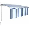 Markizė su uždanga/LED/vėjo jutikliu, mėlyna/balta, 3x2,5m