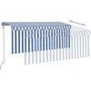 Markizė su uždanga/LED/vėjo jutikliu, mėlyna/balta, 3x2,5m