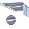 Markizė su uždanga/LED/vėjo jutikliu, mėlyna/balta, 4x3m