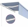 Markizė su uždanga/LED/vėjo jutikliu, mėlyna/balta, 3x2,5m