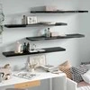 Pakabinamos lentynos, 4vnt., juodos, 120x23,5x3,8cm, MDF