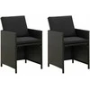 Sodo kėdės su pagalvėlėmis, 2vnt., juodos spalvos, poliratanas